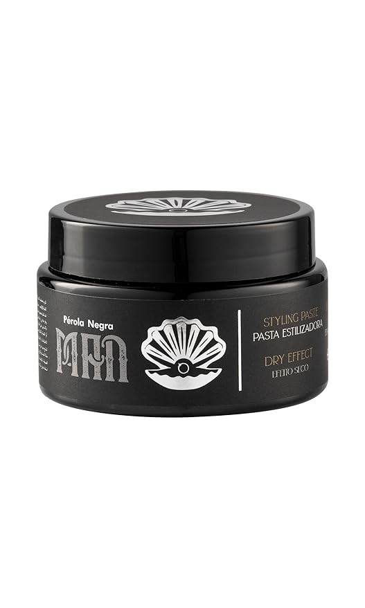 PÉROLA NEGRA Men's Styling Paste, Extra-Strong Hold, Dry Effect, Shapes Hair, 2.82 oz