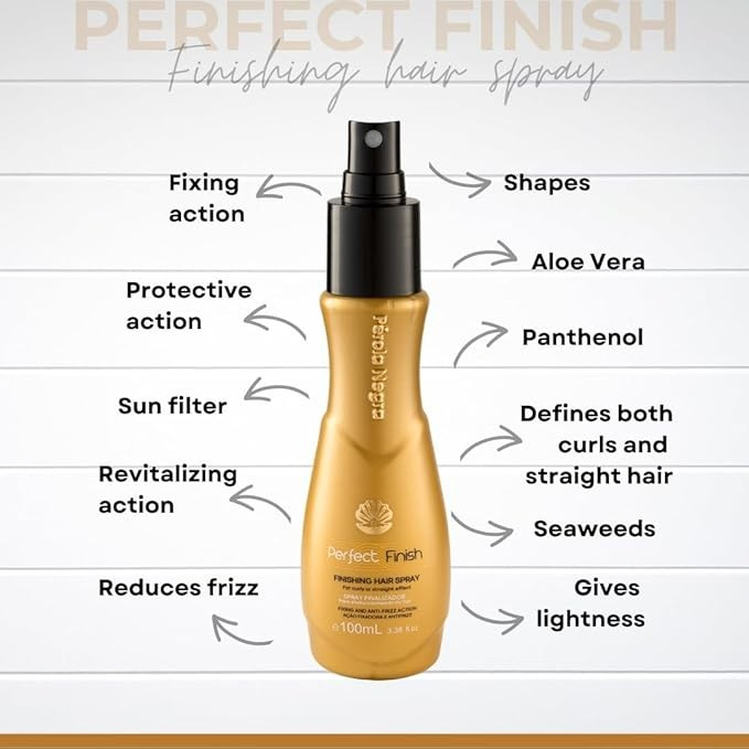Perfect Finish, Finishing Spray, For Curly or Straight Effect, Fixation and Anti-frizz Action 100ml - Pérola Negra