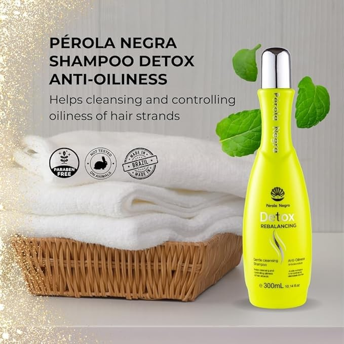 PÉROLA NEGRA Detox Rebalancing, Gentle Cleansing Shampoo, Anti Oiliness, 10.14 fl.oz