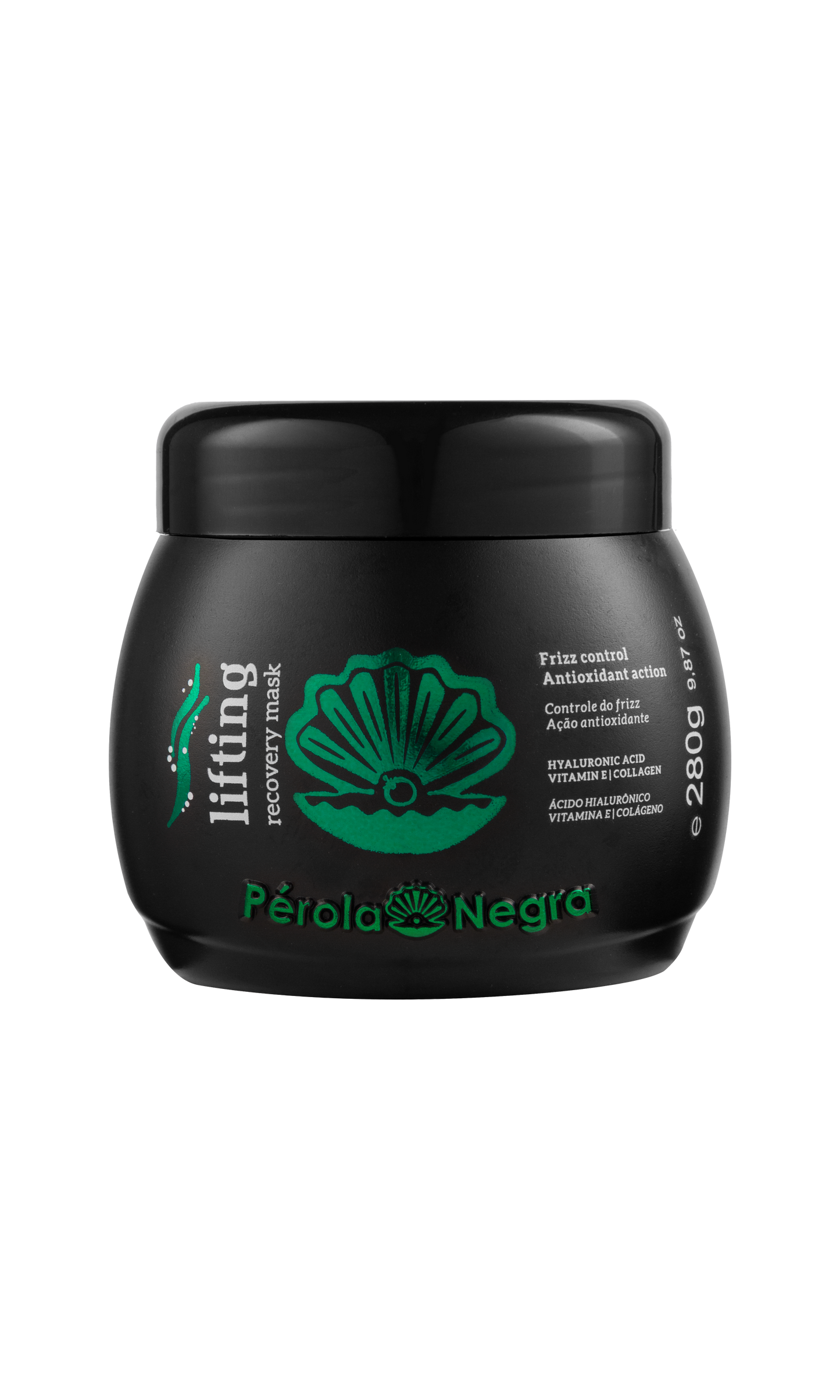 Perola Negra Recovering Mask, Frizz Control Antioxidant Action with Hyaluronic Acid - Frizz control 9.87 oz