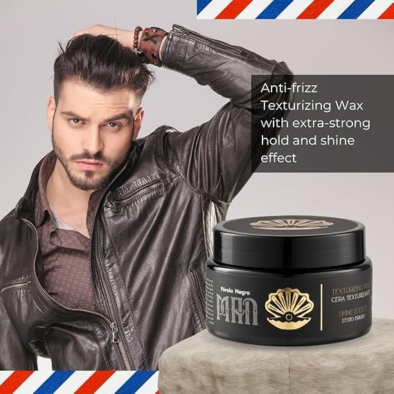 PÉROLA NEGRA Texturizing Wax for Men, Extra-Strong Hold, Shine Effect, 2.82 oz