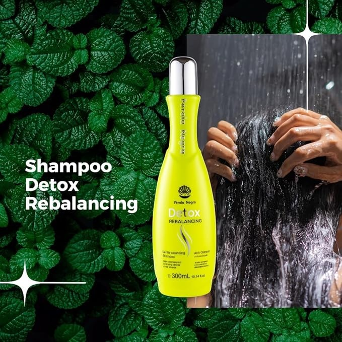 PÉROLA NEGRA Detox Rebalancing, Gentle Cleansing Shampoo, Anti Oiliness, 10.14 fl.oz
