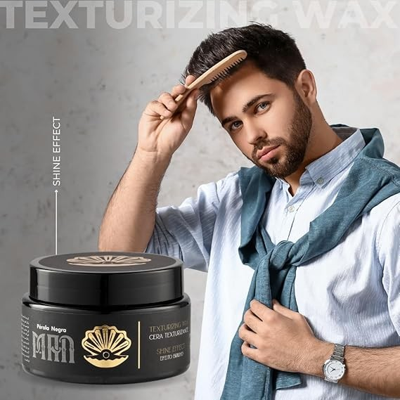 PÉROLA NEGRA Texturizing Wax for Men, Extra-Strong Hold, Shine Effect, 2.82 oz