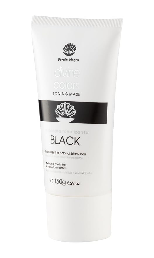Pérola Negra Divine Colors Toning Mask Black, Illuminates the color of Black Hair, Revitalizing, Nourishing and Antioxidant Action 5.29 oz