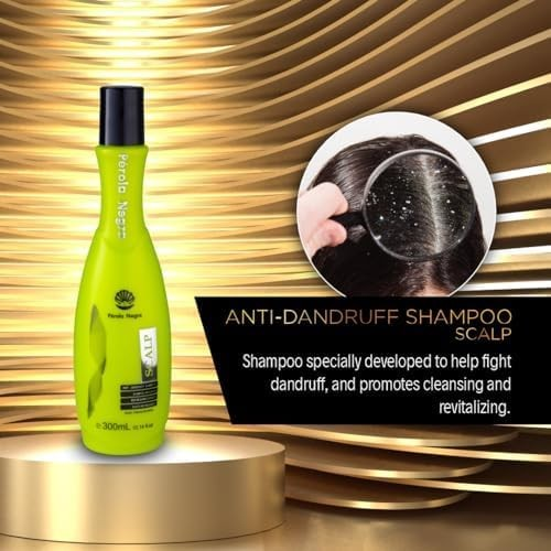Perola Negra Shampoo Scalp Anti-Dandruff Treatment - Refreshing Effect - for All Hair Types 10,14 fl.oz Green