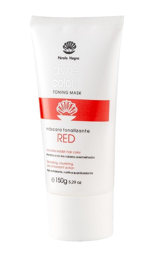 Pérola Negra Divine Colors Toning Mask Red, Intensifies Reddish Hair Color, Revitalizing, Nourishing and Antioxidant Action 5.29 oz