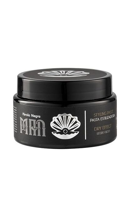 PÉROLA NEGRA Men's Styling Paste, Extra-Strong Hold, Dry Effect, Shapes Hair, 2.82 oz