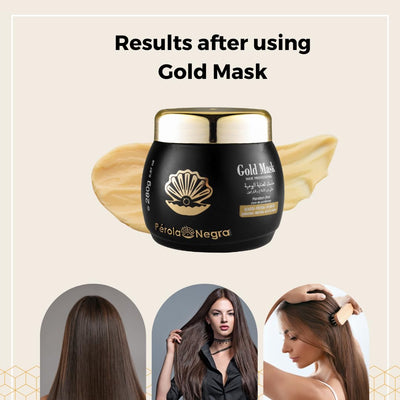 Perola Negra Gold Mask, Controls Frizz & Smooths Hair, Home care hair mask 9,87 oz