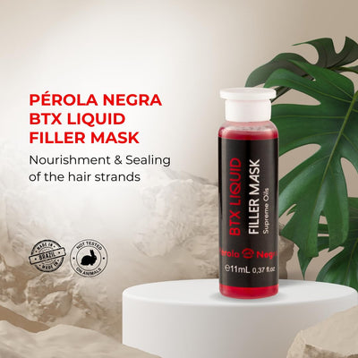 Pérola Negra Btx Liquid Filler Mask, Fast Restoration, Nourishment and Sealing of the Hair Strands, Box with 4 Ampoules of 11ml Each