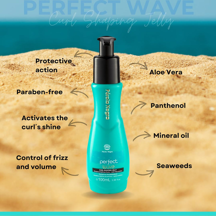 Pérola Negra Perfect Wave, Curl Shaping Jelly, Shapes & Defines Curls, Softness & Lightness, Anti-frizz Action 3.38 Fl.oz