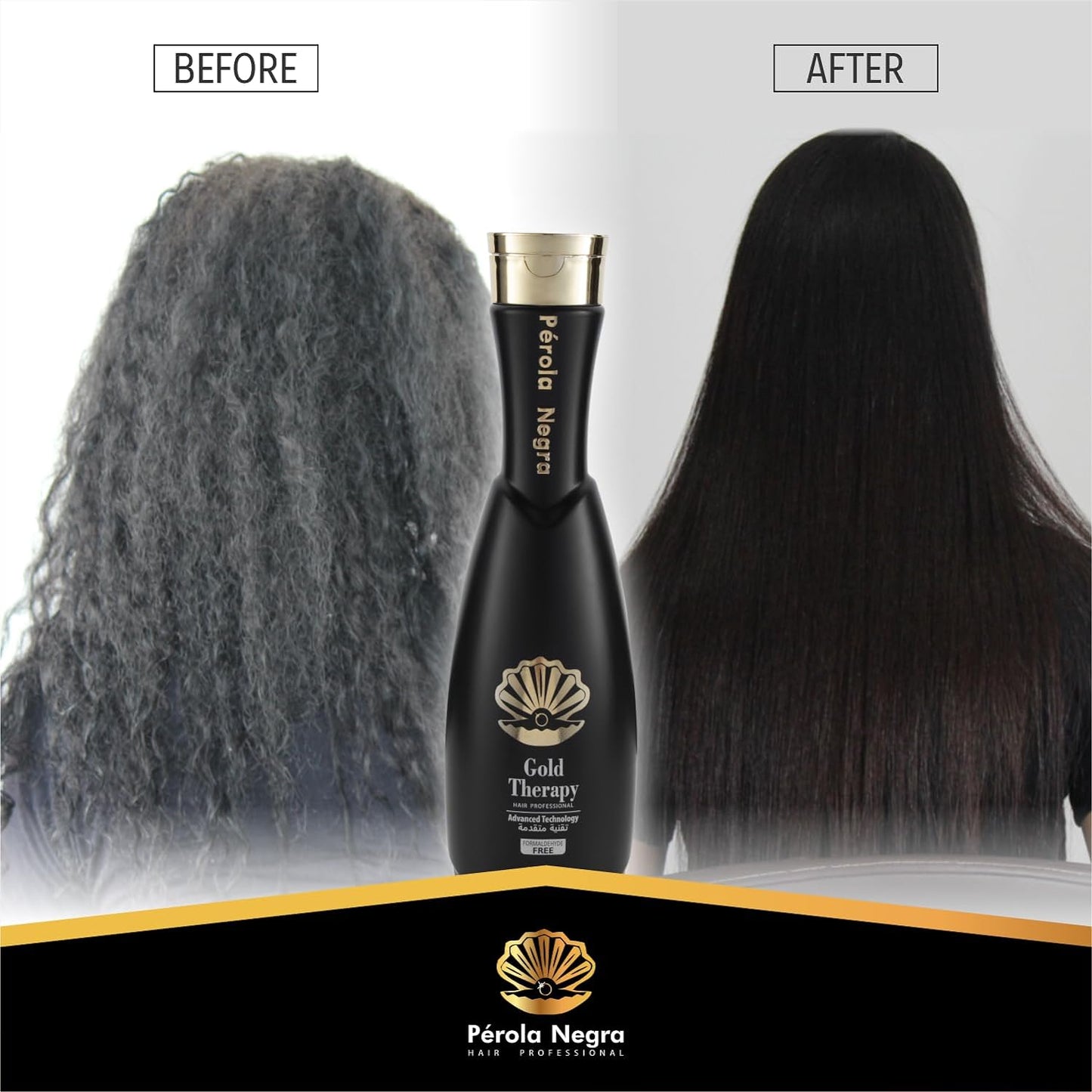 Kit Perola Negra Gold Therapy - ( Hair Straightening 1kg ,Shampoo 300ml ,Conditioner 300ml, Mask 280g and Oil 60ml )
