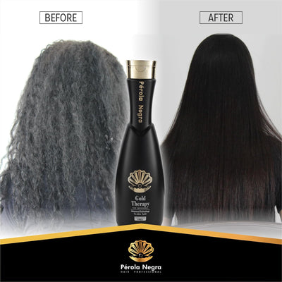 Perola Negra Gold Therapy Hair - Treatment Complex Blowout - Brazilian Keratin - Formaldehyde Free - Hair Straightening 35.2 Fl.oz