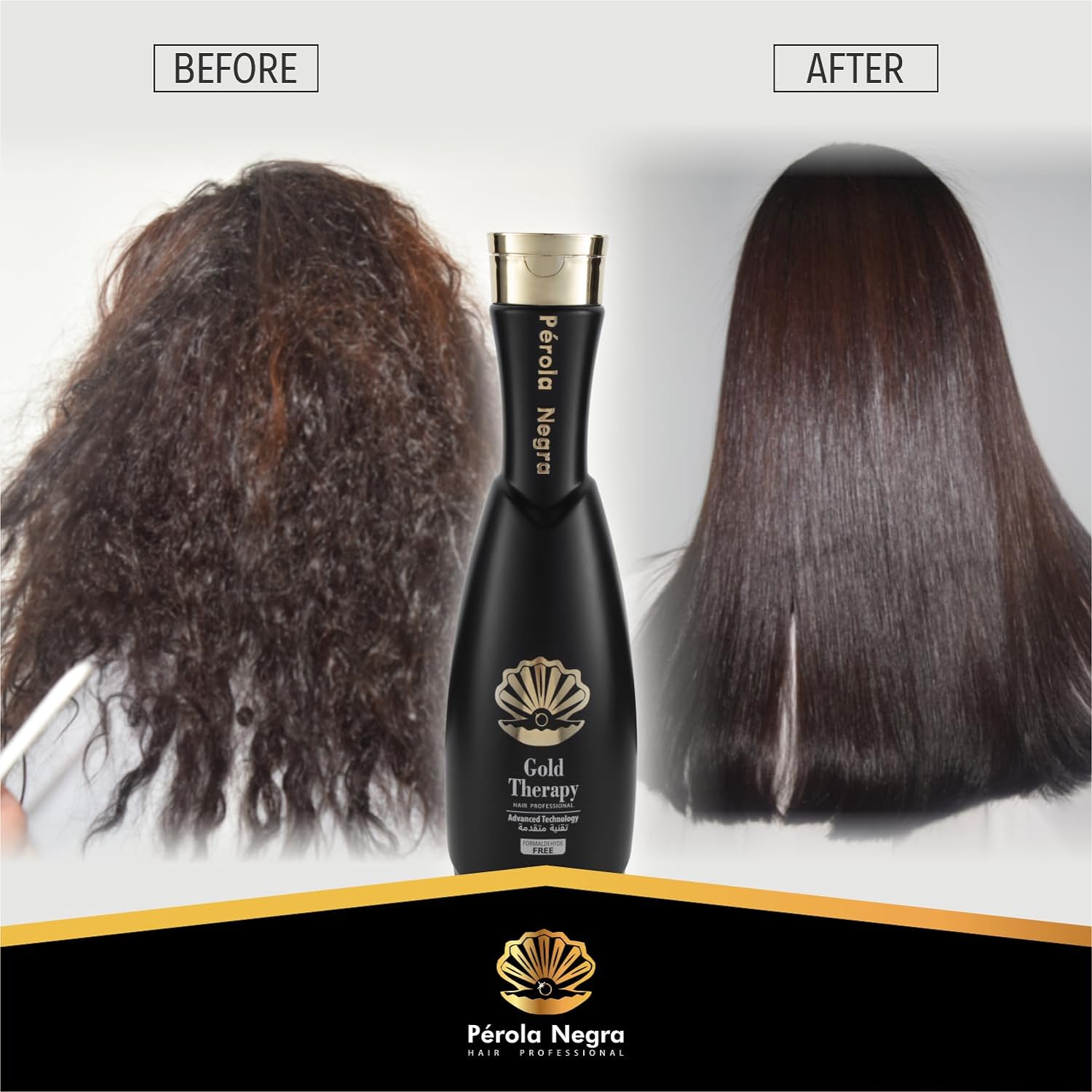 Perola Negra Gold Therapy Hair Treatment Complex Blowout Brazilian Keratin Formaldehyde Free Hair Straightening