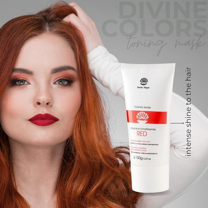Pérola Negra Divine Colors Toning Mask Red, Intensifies Reddish Hair Color, Revitalizing, Nourishing and Antioxidant Action 5.29 oz