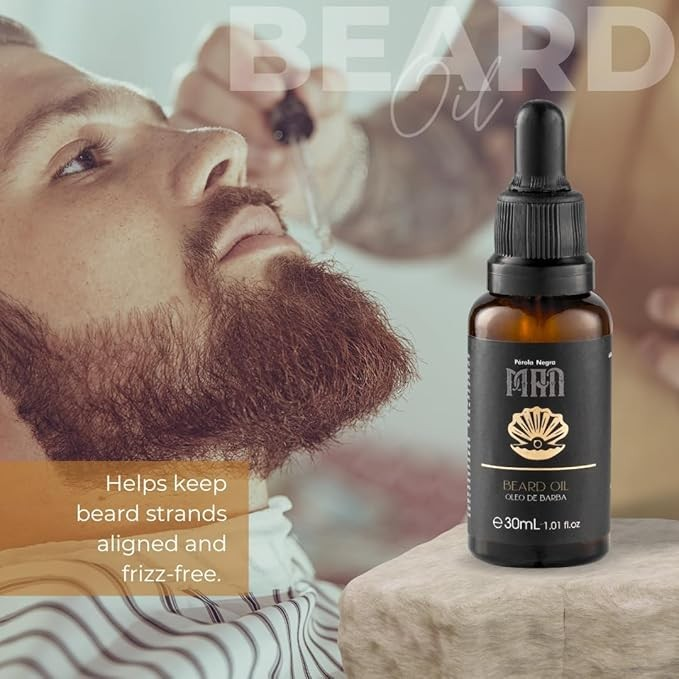 Pérola Negra Beard Oil for men, Keeps Beard Strands Aligned and Frizz-Free, 1.01 Fl.oz