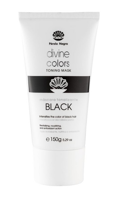 Pérola Negra Divine Colors Toning Mask Black, Illuminates the color of Black Hair, Revitalizing, Nourishing and Antioxidant Action 5.29 oz