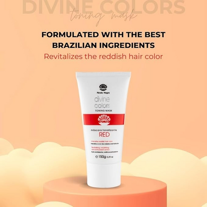 Pérola Negra Divine Colors Toning Mask Red, Intensifies Reddish Hair Color, Revitalizing, Nourishing and Antioxidant Action 5.29 oz