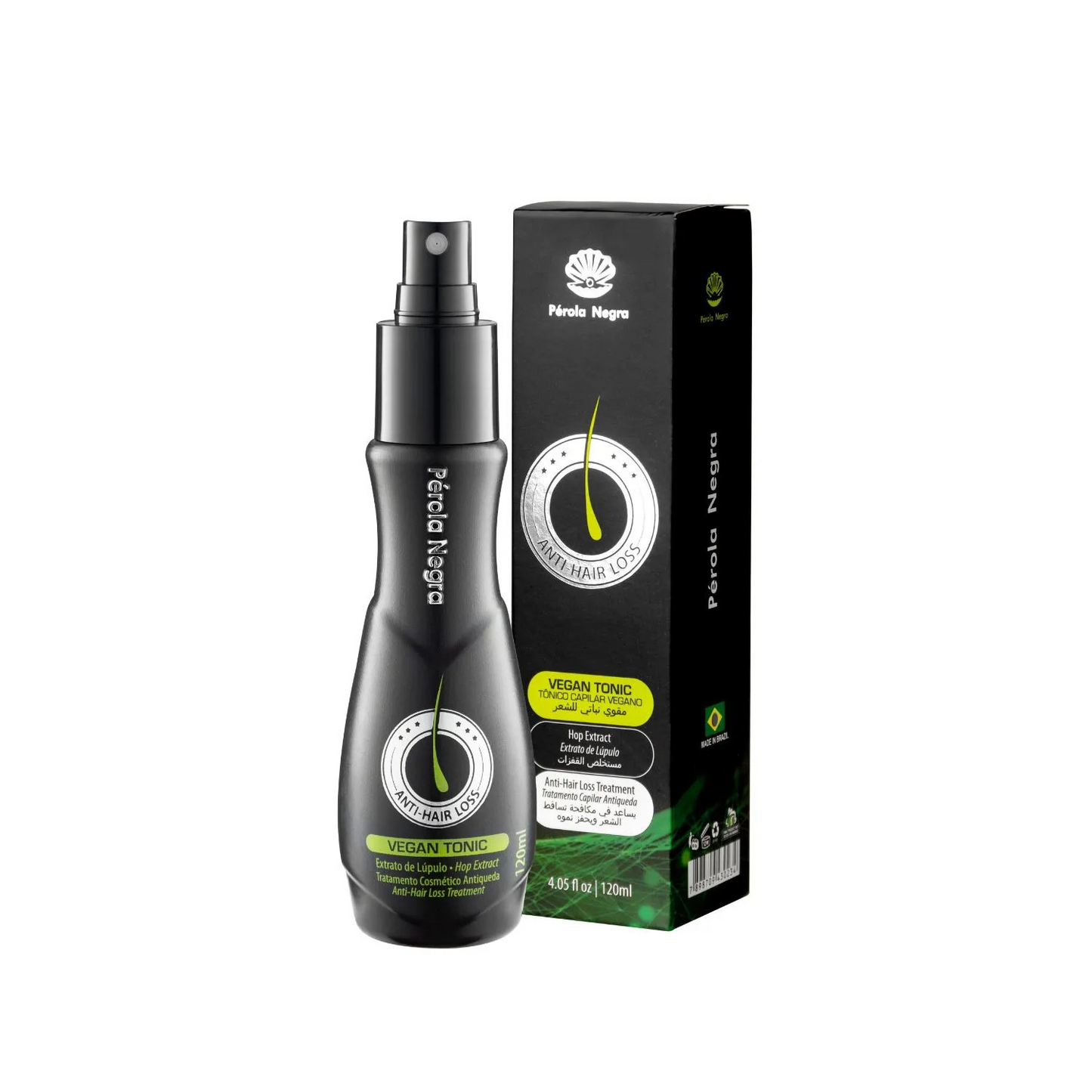 Perola Negra Vegan Anti-Hair Loss Therapy kit Shampoo and Conditioner, for Hair Growth and Thinning Hair - 10.44 fl.oz, Perola Negra Anti-Hair Loss Vegan Tonic, Reduce hair loss, Hair nourishing 4.05 fl.oz
