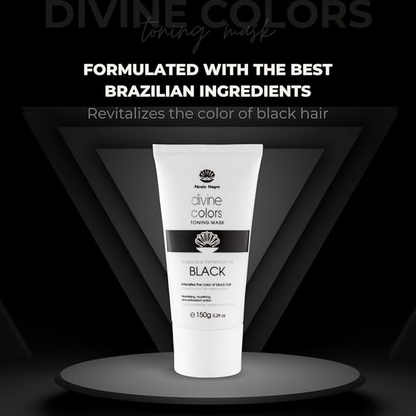 Pérola Negra Divine Colors Toning Mask Black, Illuminates the color of Black Hair, Revitalizing, Nourishing and Antioxidant Action 5.29 oz
