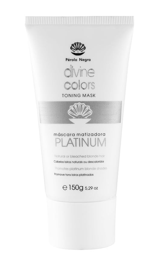 PÉROLA NEGRA Divine Colors Toning Mask Platinum, Natural or Bleached Blonde Hair, Promotes Platinum Blonde Shades 5.29 oz
