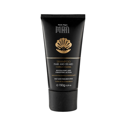 PÉROLA NEGRA Shampoo Hair and Beard for men, Revitalizing and Fortifying Action, Salt and Paraben-Free 5.29 oz