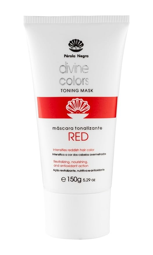Pérola Negra Divine Colors Toning Mask Red, Intensifies Reddish Hair Color, Revitalizing, Nourishing and Antioxidant Action 5.29 oz