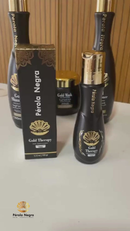 Perola Negra Gold Therapy Hair - Treatment Complex Blowout - Brazilian Keratin - Formaldehyde Free - Hair Straightening 35.2 Fl.oz