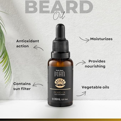 Pérola Negra Beard Oil for men, Keeps Beard Strands Aligned and Frizz-Free, 1.01 Fl.oz