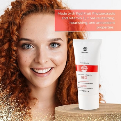 Pérola Negra Divine Colors Toning Mask Red, Intensifies Reddish Hair Color, Revitalizing, Nourishing and Antioxidant Action 5.29 oz