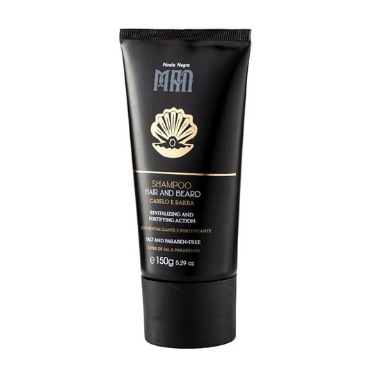 PÉROLA NEGRA Shampoo Hair and Beard for men, Revitalizing and Fortifying Action, Salt and Paraben-Free 5.29 oz